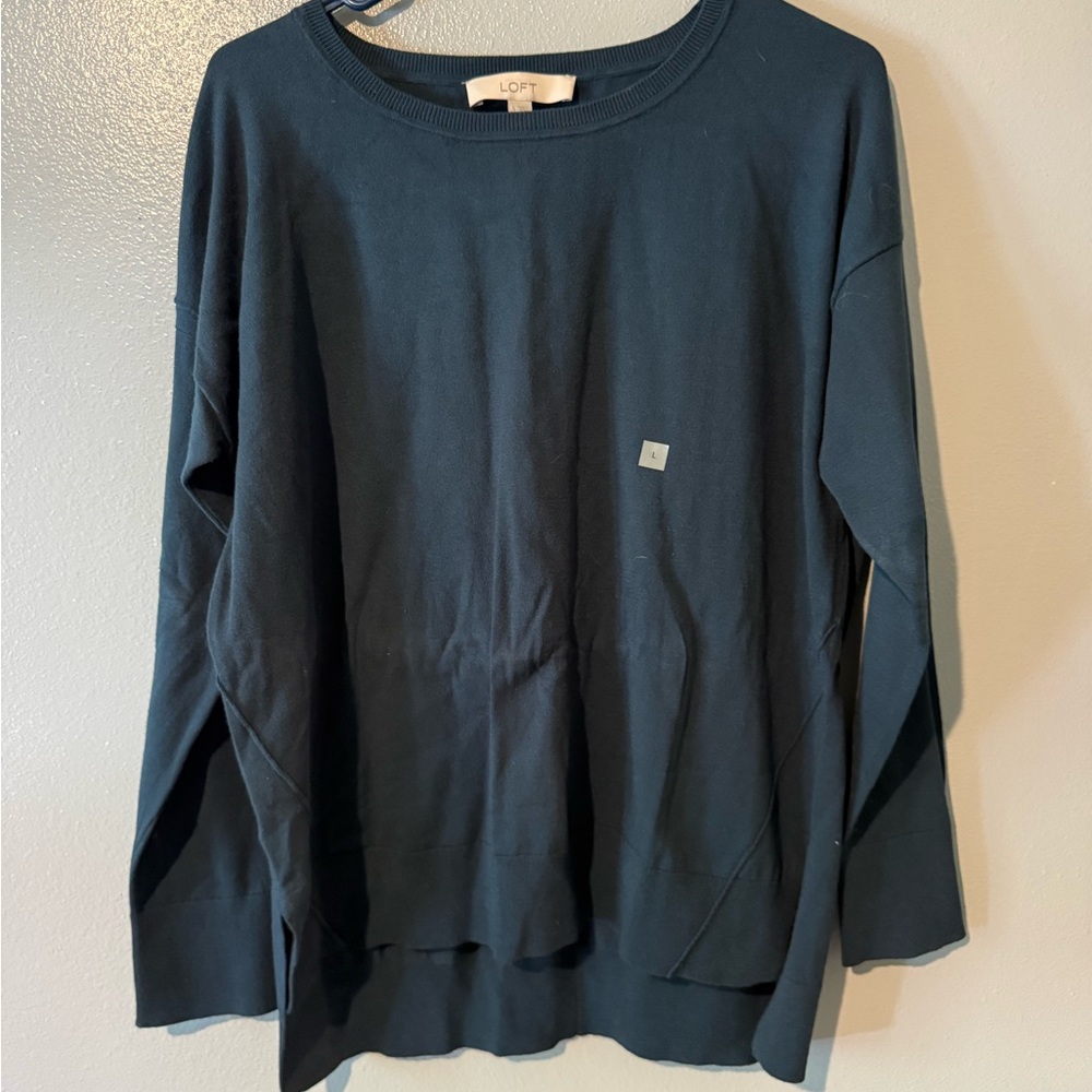 LOFT Dark Teal Crew Neck Pullover